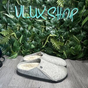 BIRKENSTOCK  Zermatt  Genuine Shearling Lined Light Gray Slipper Size 38